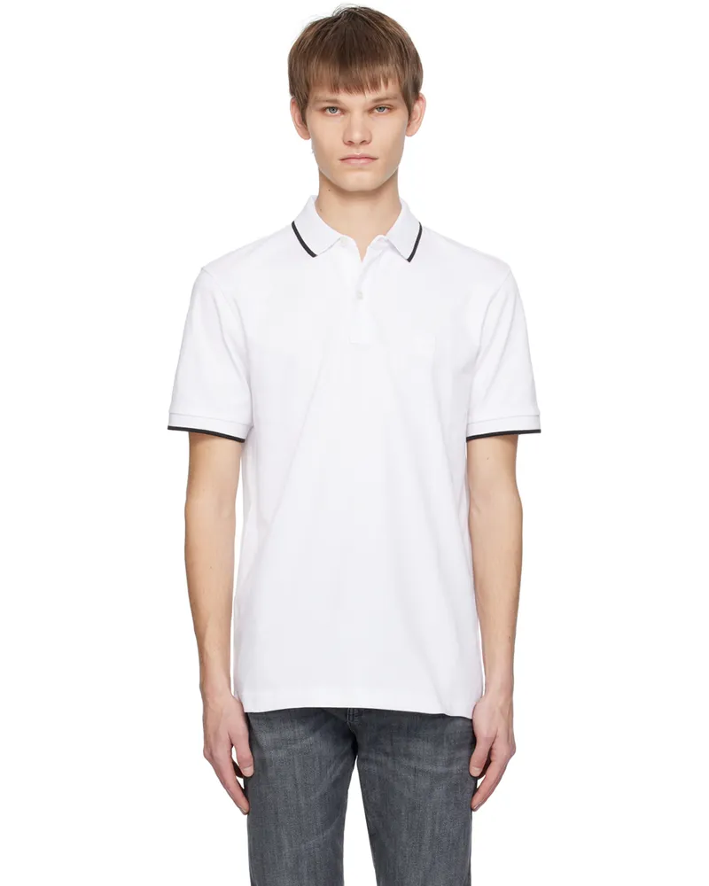 HUGO BOSS White Slim-Fit Polo 100-white