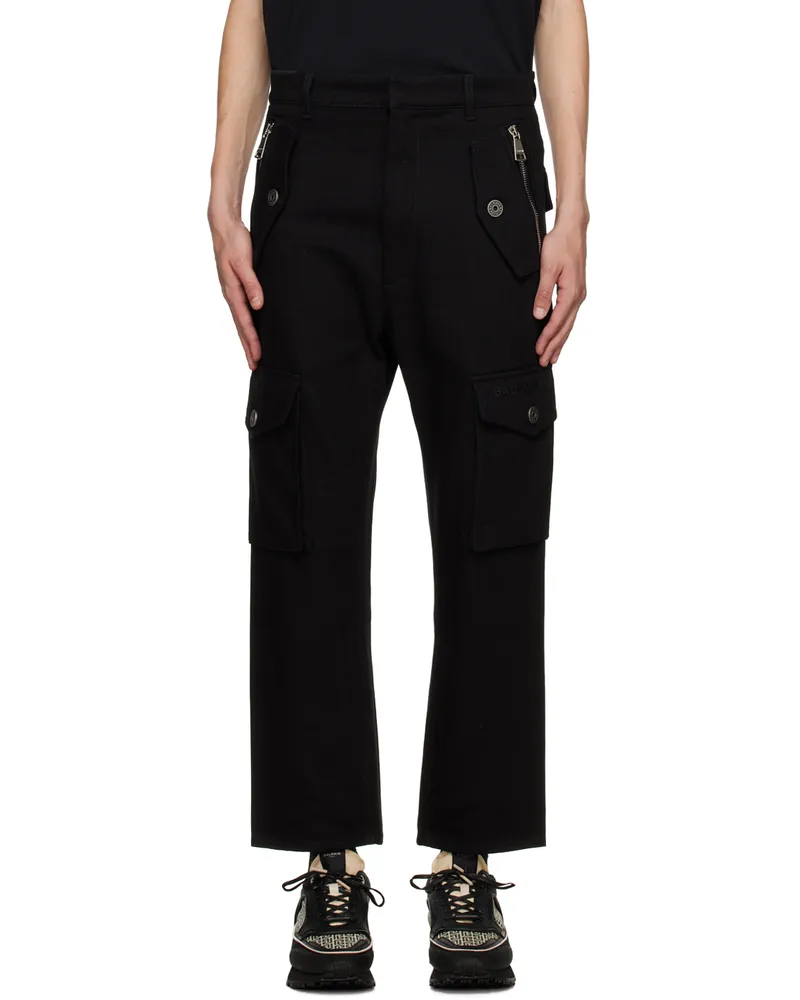 Balmain Black Zip Cargo Pants 0pa