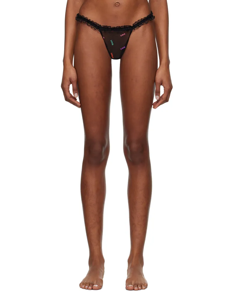 Le Petit Trou Black Love Ruffled Thong Black