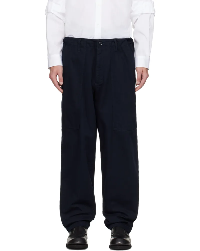 Yohji Yamamoto Navy BS Katsuragi Hem Zip Painter Trousers 2