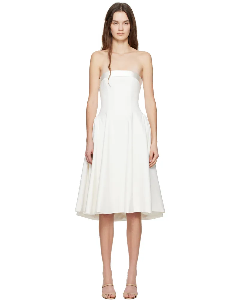 Mirror Palais White Strapless Opera Lady Midi Dress Creme