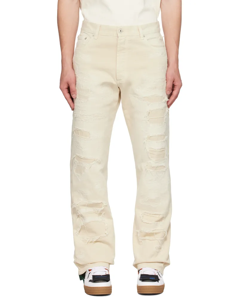 Heron Preston Off-White Regular 5-Pockets Jeans Ivory