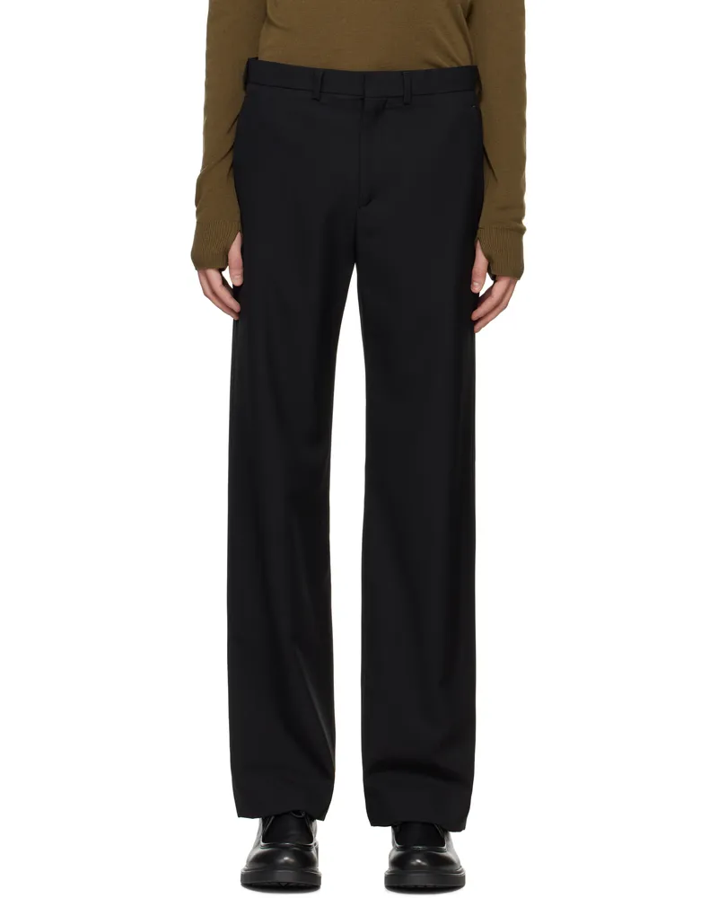 Rier Black Popeline Wool Trousers Black