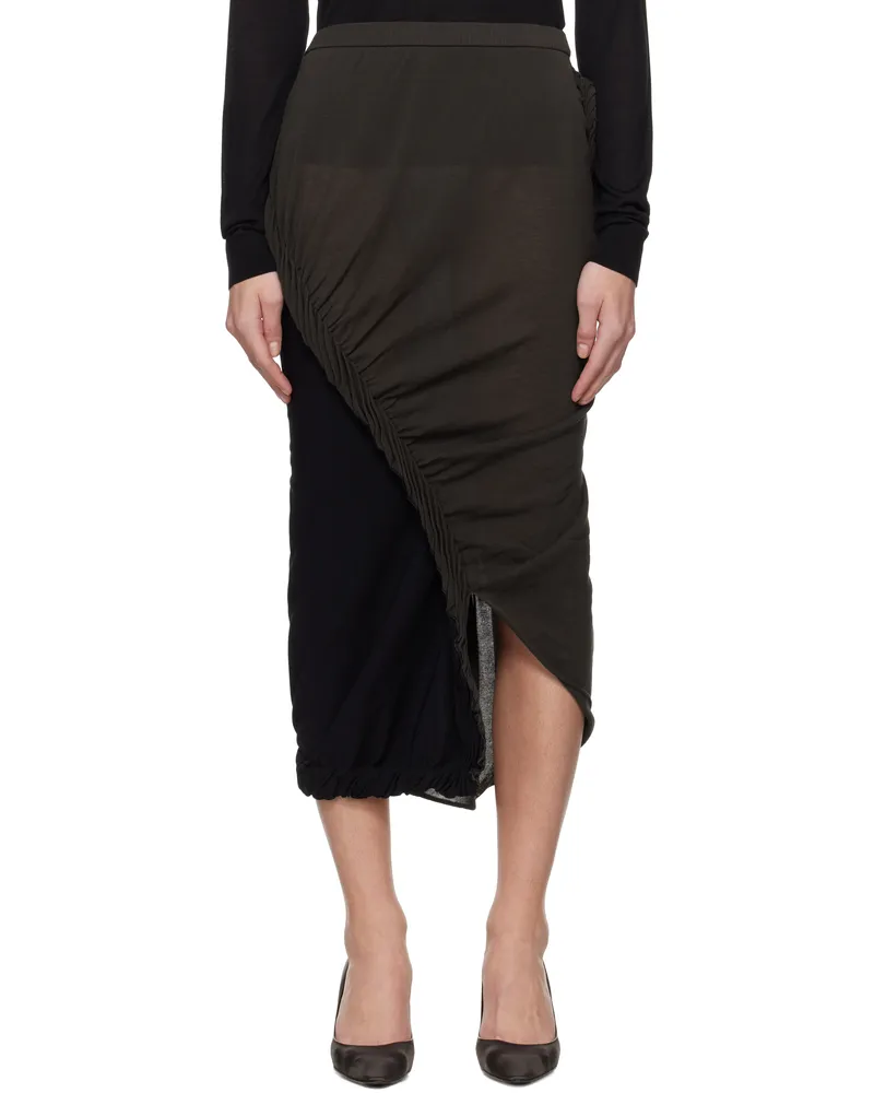 Issey Miyake Black & Gray Beanstalk Midi Skirt 15