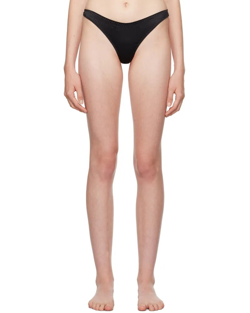 Fleur Du Mal Black Luxe Thong 0100