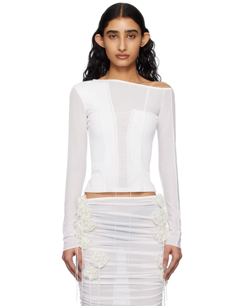 Fancì Club White Glasswing Double-Layered Sheer T-shirt White