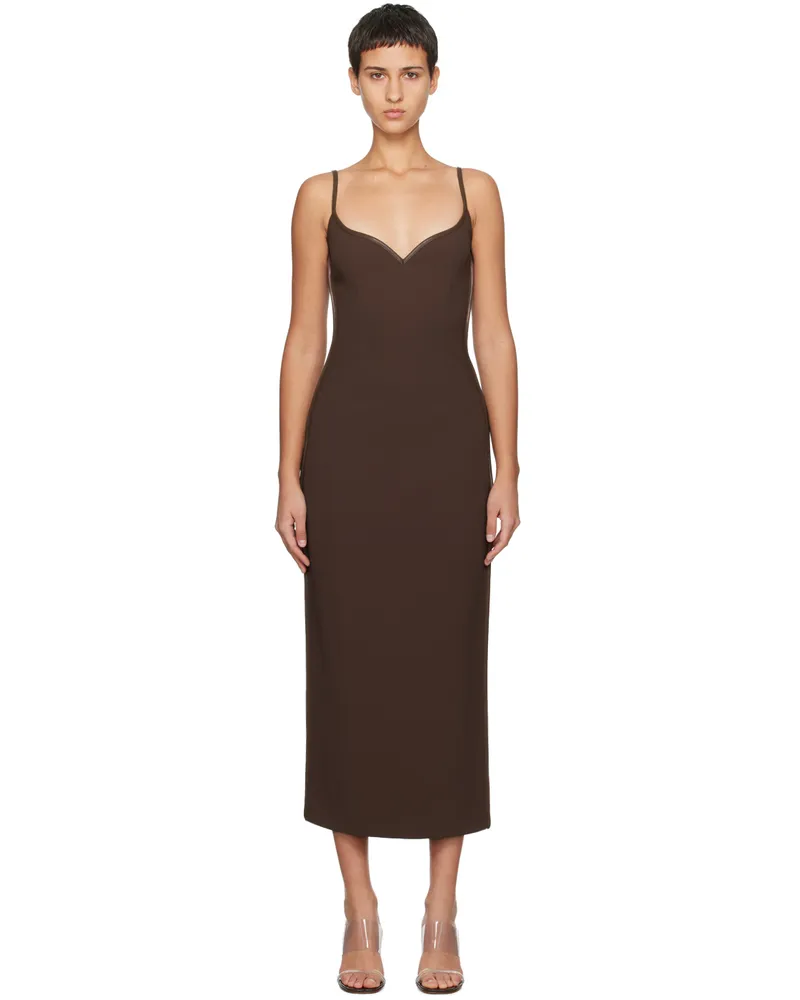 Paris Georgia Brown Heart Midi Dress Cocoa