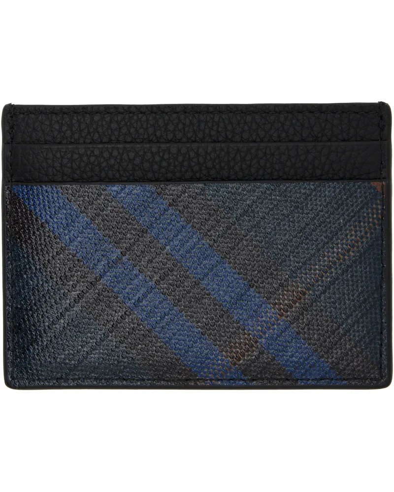 Burberry Navy Tall Check Card Holder Midnight