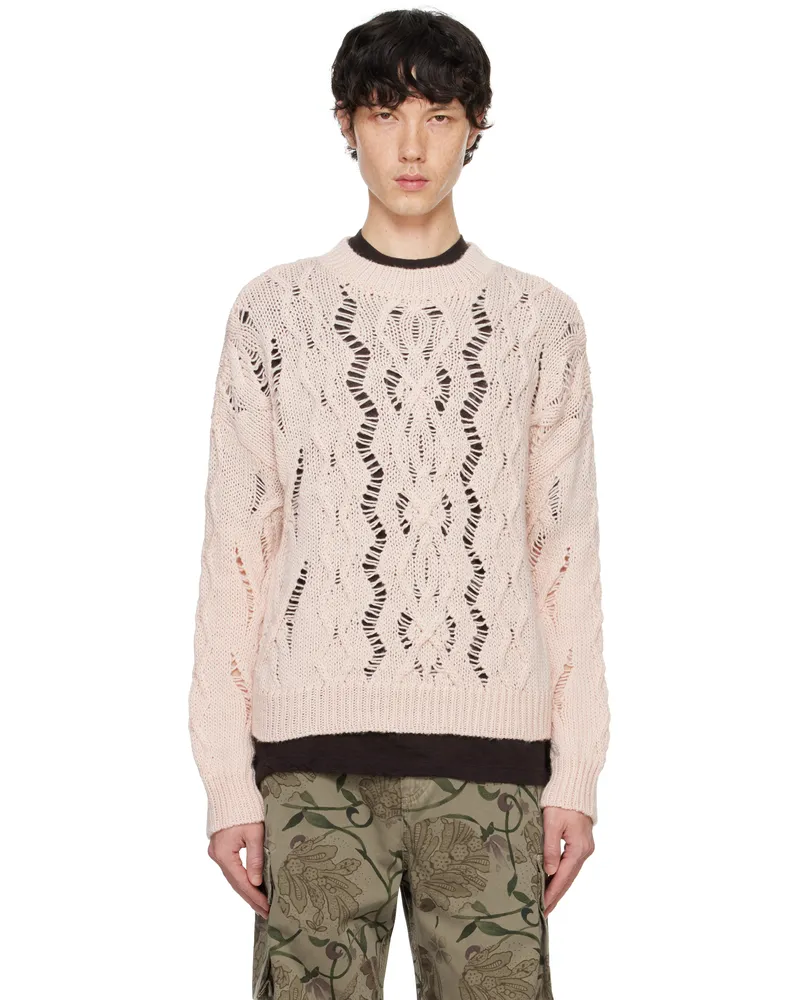 Our Legacy Pink Cable Sonar Roundneck Sweater Delicate