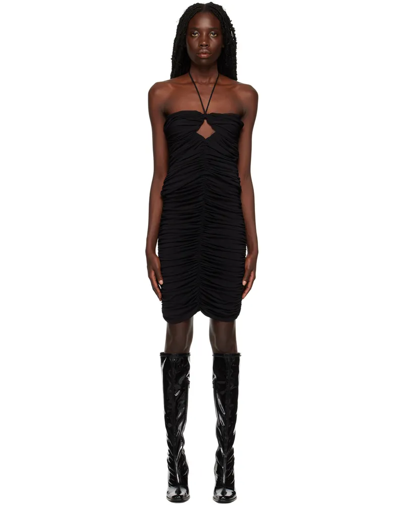 Magda Butrym Black Ruched Keyhole Midi Dress Black