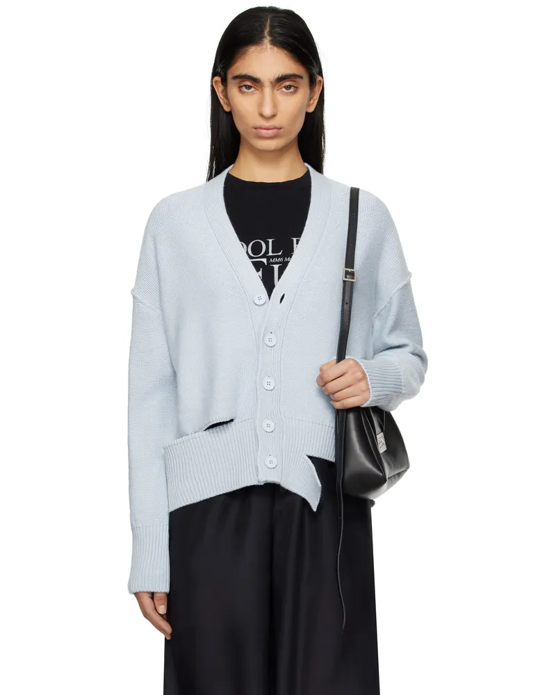 Maison Margiela Blue Boxy Ripped Cardigan 488