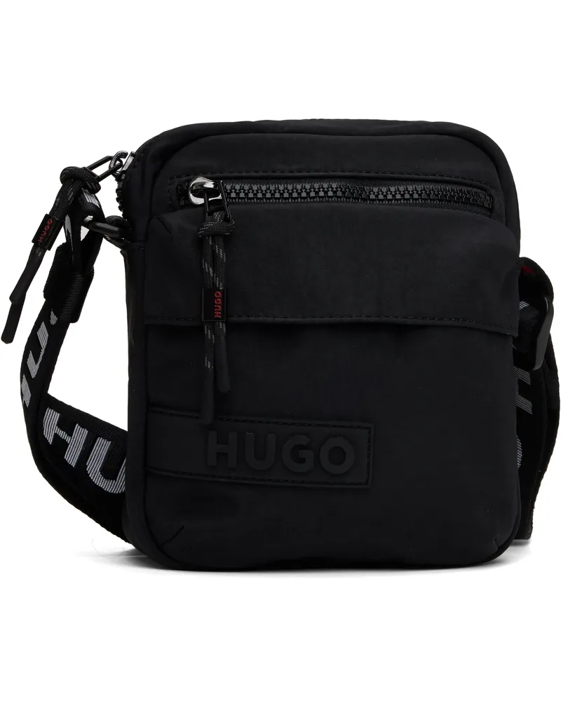 HUGO BOSS Black Recycled Nylon Canvas Messenger Bag 001-black