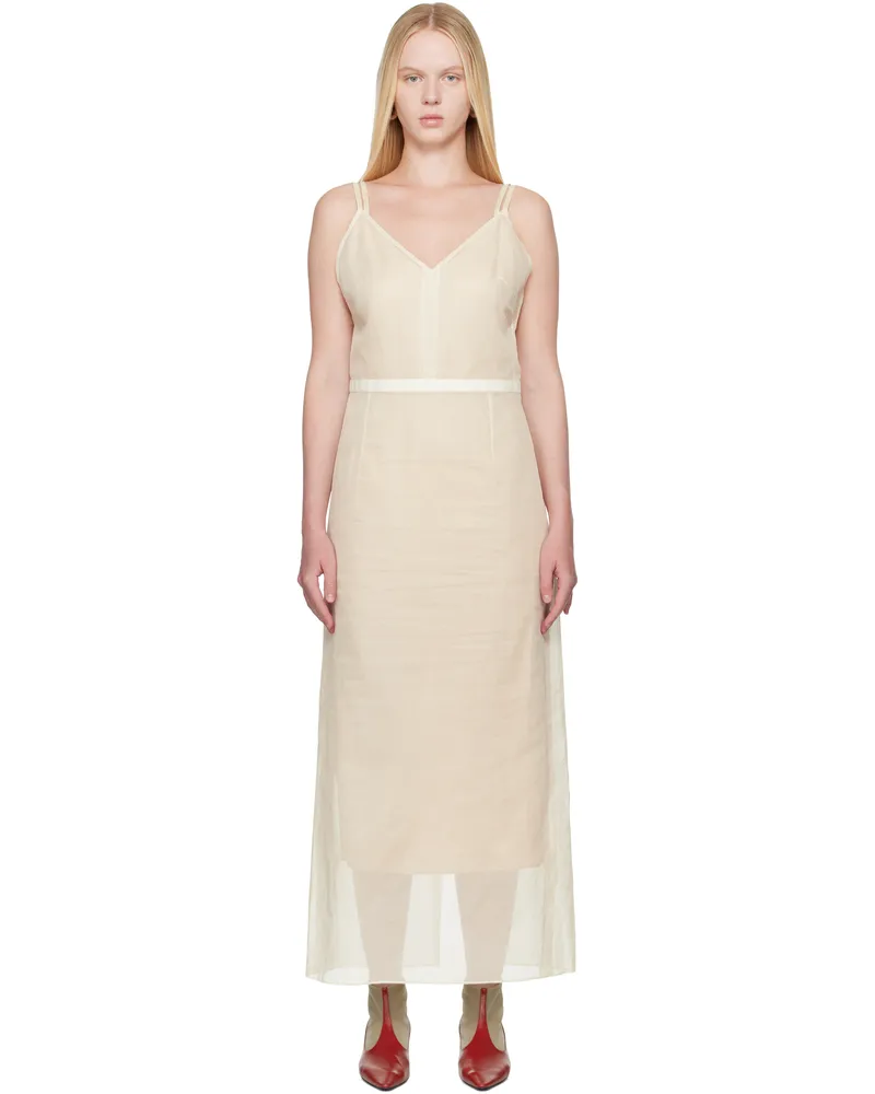 Carven Beige Open-Back Slip Maxi Dress Calico