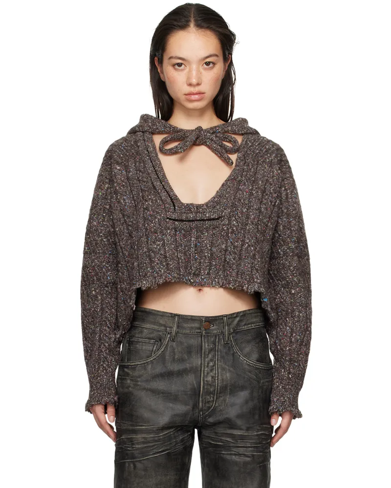 OTTOLINGER Brown Knit Open Collar Hoodie Brown