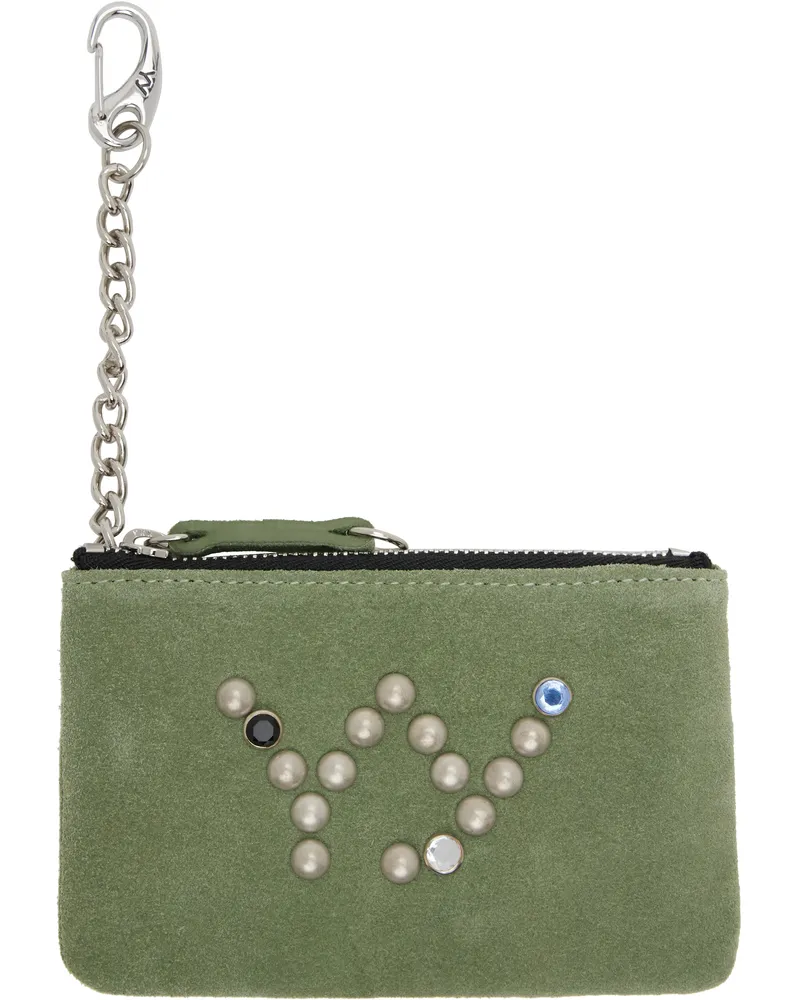 OPEN YY Khaki Yy Suede Stud Chain Wallet Olive