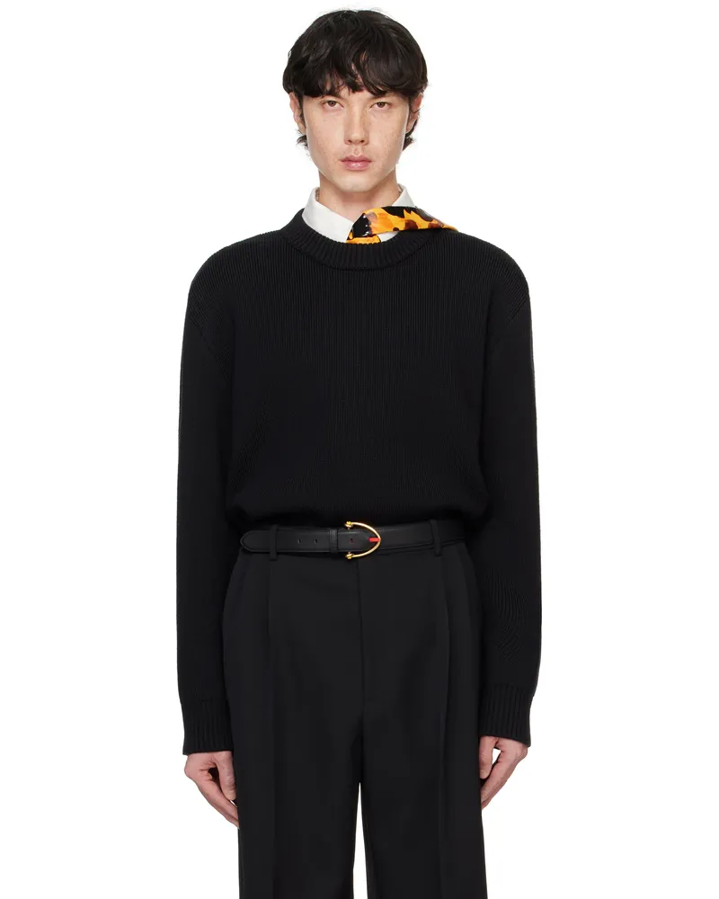 Bottega Veneta Black Classic Wool Tailored Sweater Black