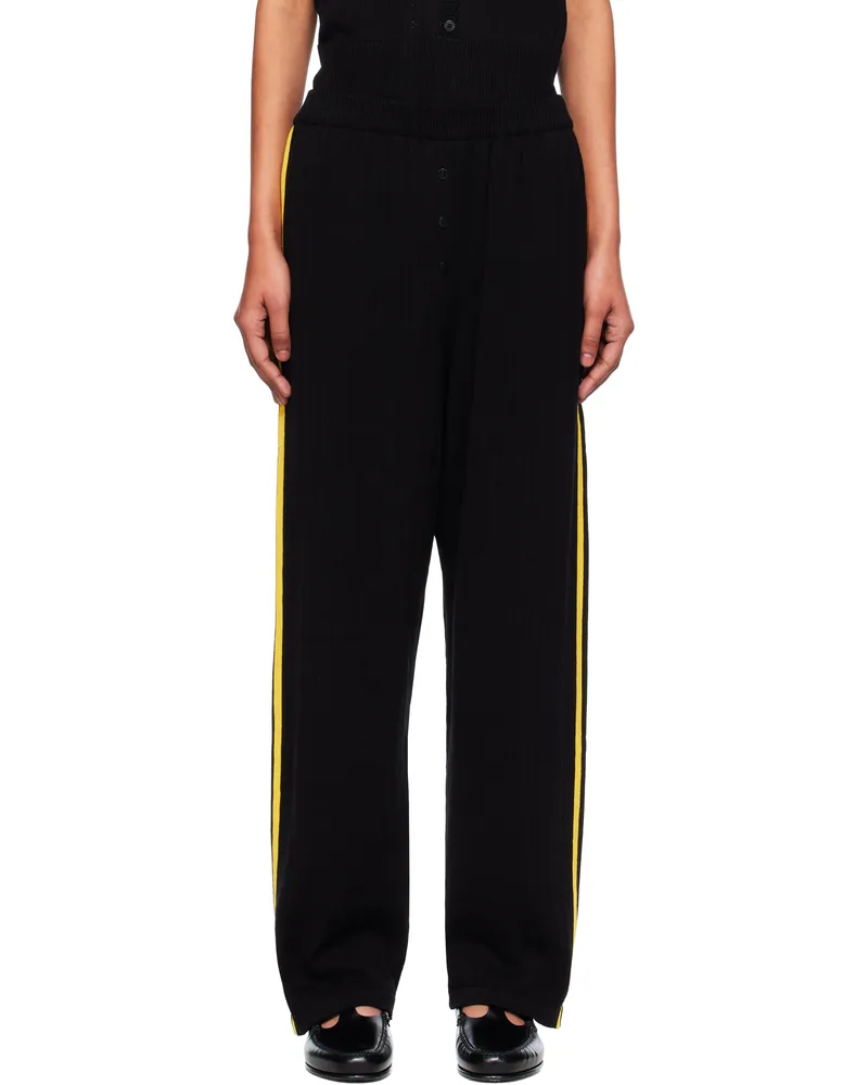 CORDERA Black Organic Cotton Pointelle Trousers Black