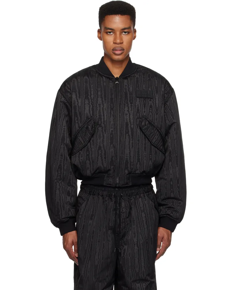 Marine Serre Black Recycled Moiré Bomber Jacket Bk99