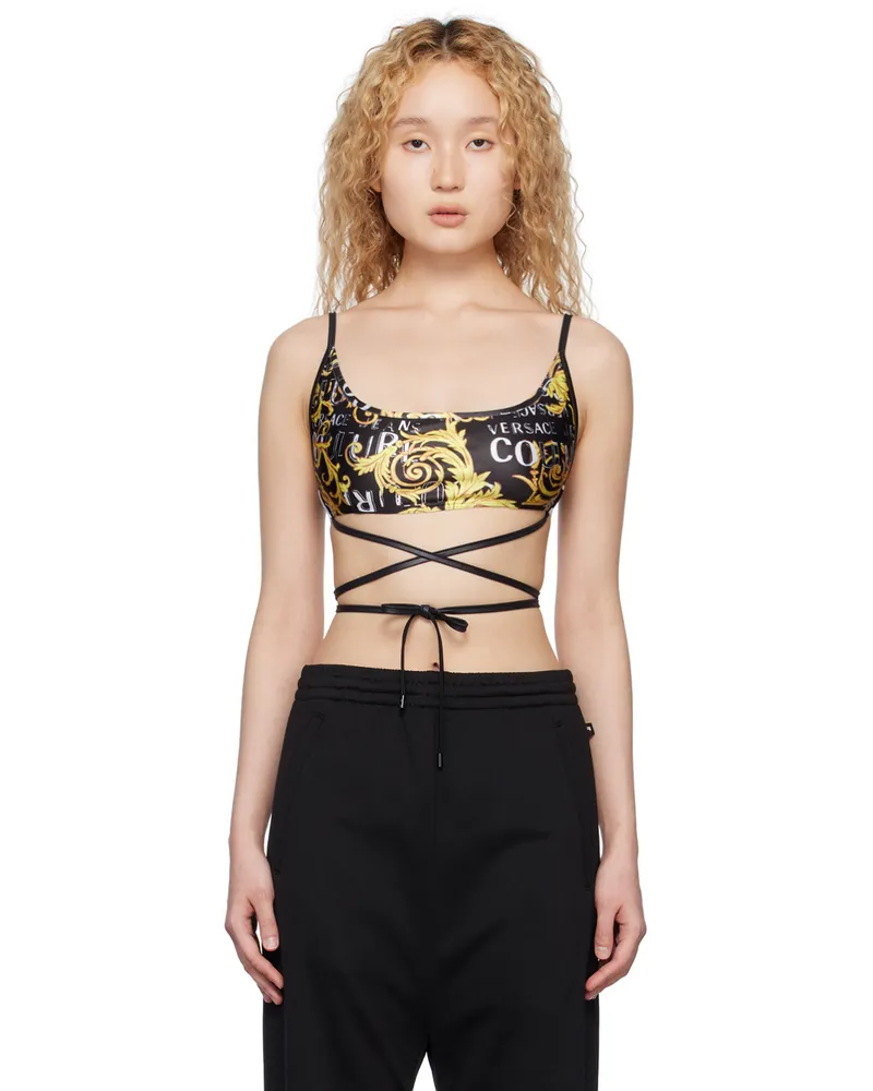 Versace Jeans Black Printed Tank Top Eg89