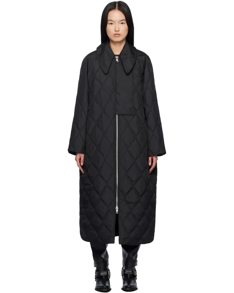 Ganni Black Ripstop Quilt Coat 099
