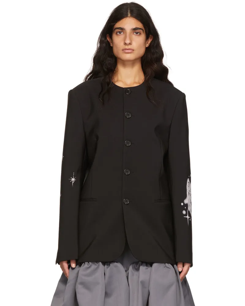 WE 11 DONE Black Polyester Jacket Black