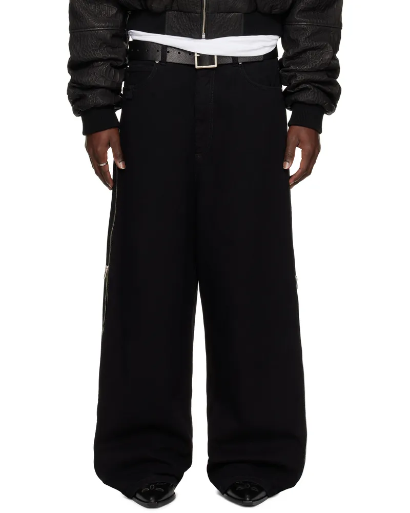 LU'U DAN Black Side Zip Jeans Black