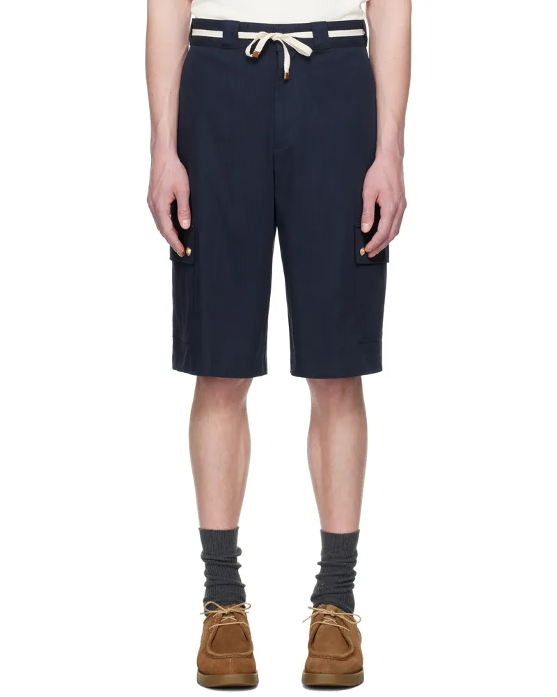 Drôle de Monsieur Navy 'Le Short Workwear Chevron' Shorts Navy