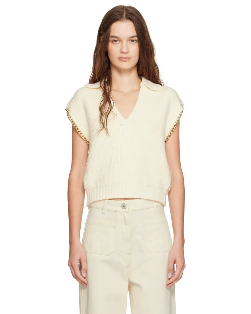 3.1 phillip lim Off-White Boucle Cropped Chain Trim Vest Iv122