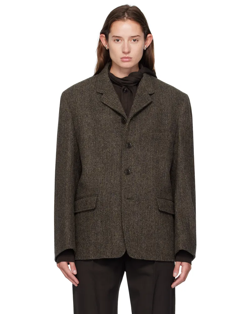 Christophe Lemaire Brown Boxy Tailored Blazer Bk923