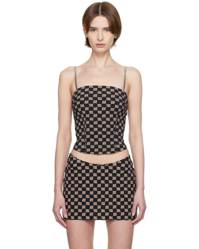 MISBHV Black Monogram Spaghetti Top Black
