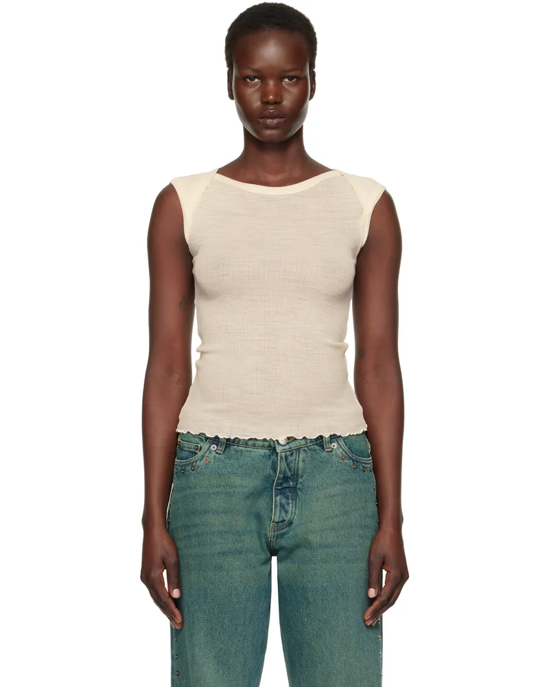 Baserange Beige Disc Tank Top Undyed