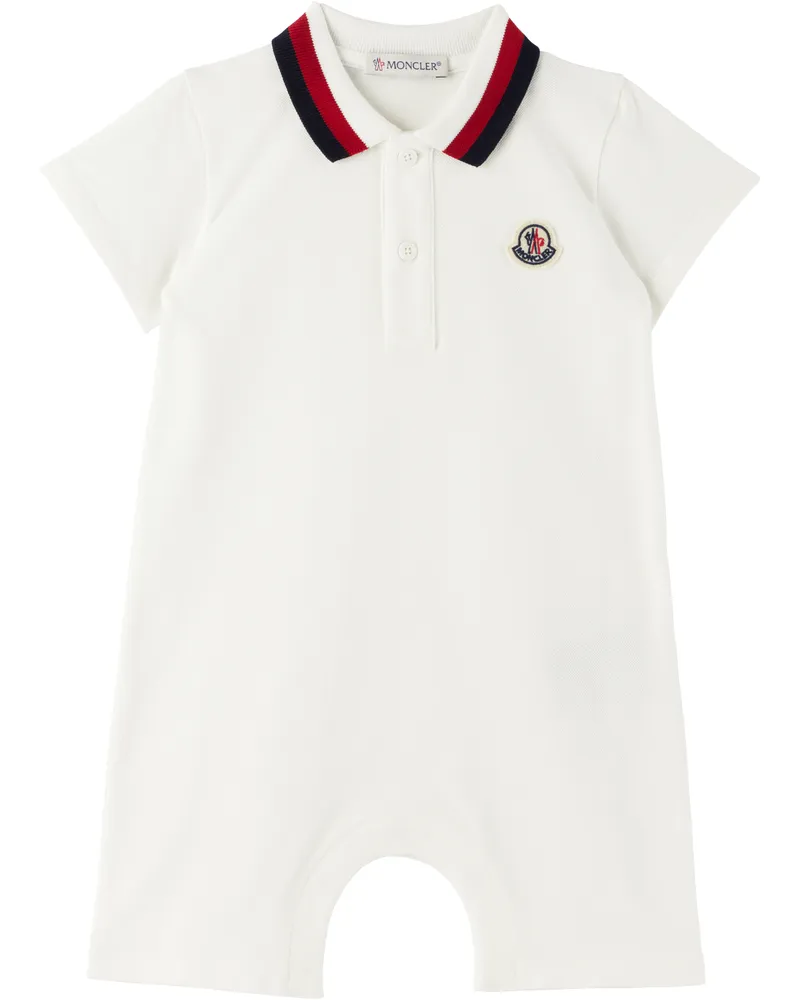 Moncler Baby White Logo Patch Romper 034