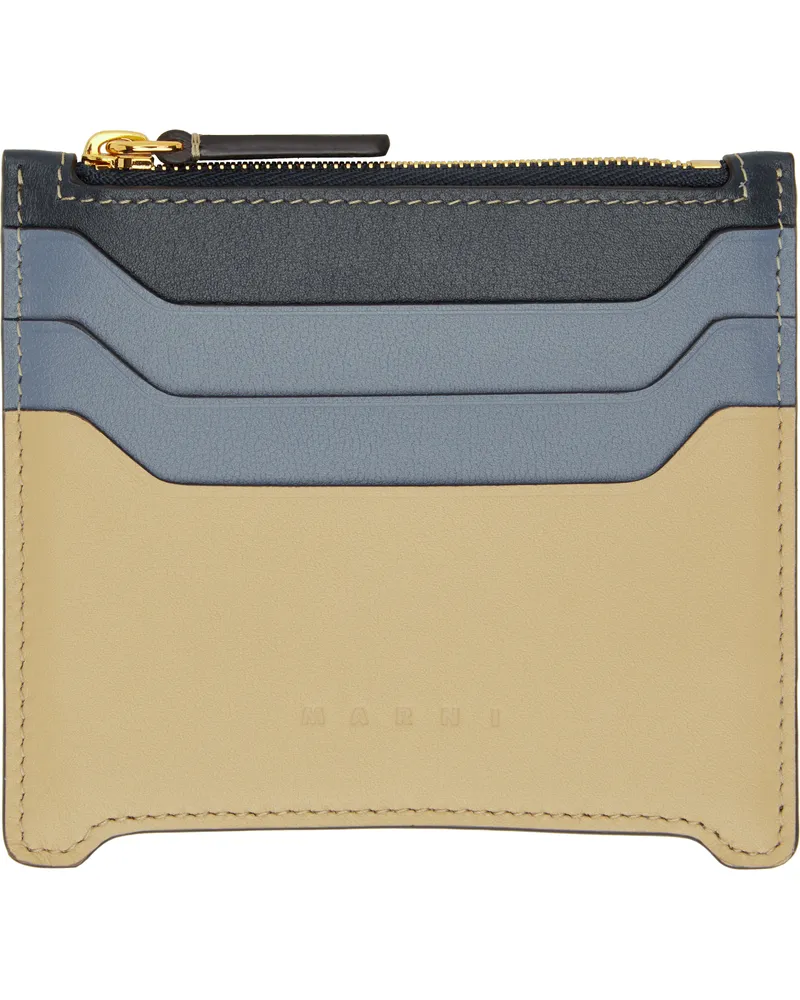 Marni Blue & Beige Leather Trunkaroo Card Holder Zo877