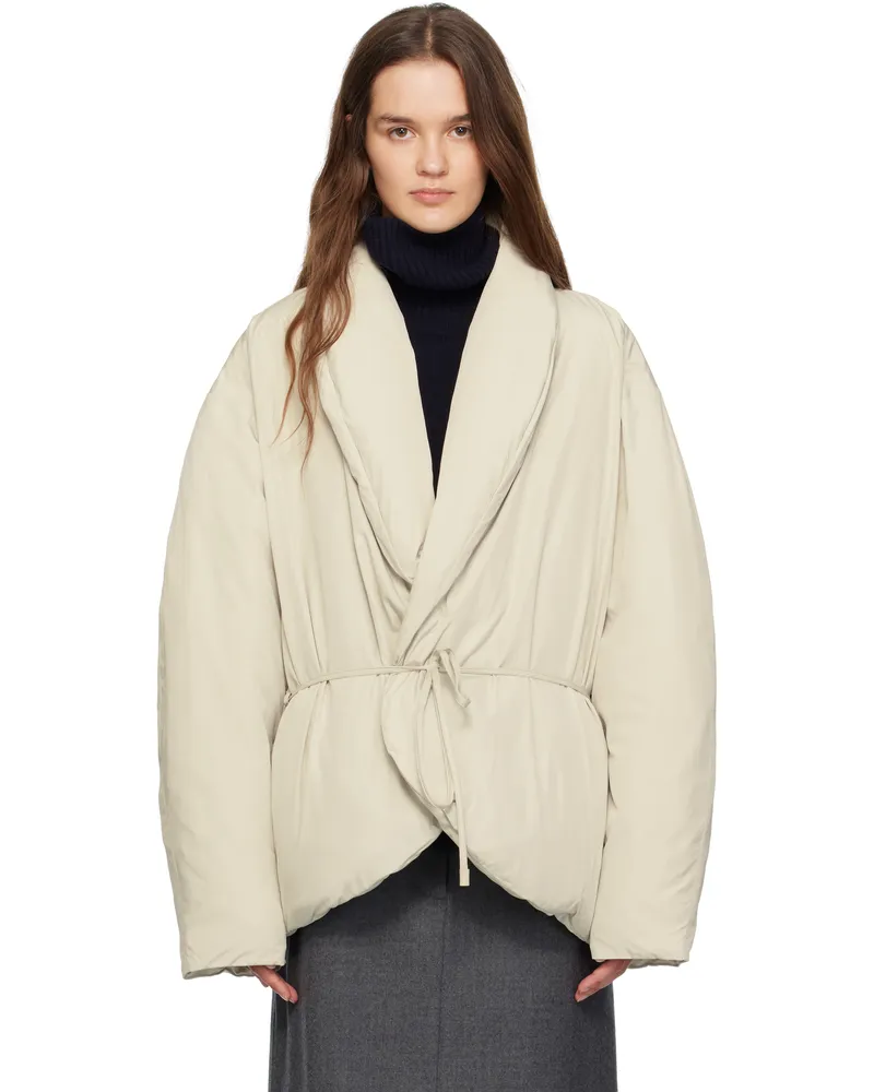 LE 17 SEPTEMBRE Off-White Shawl Collar Goose Down Jacket Ivory