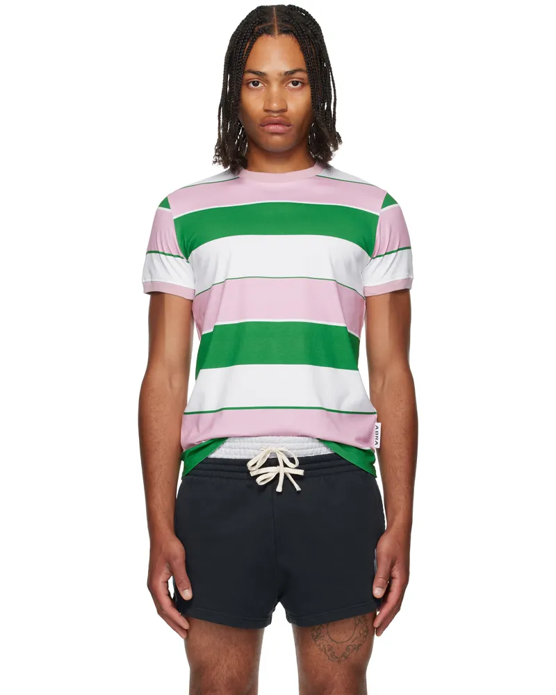 ABRA SSENSE Exclusive Green & Pink Striped T-Shirt Green