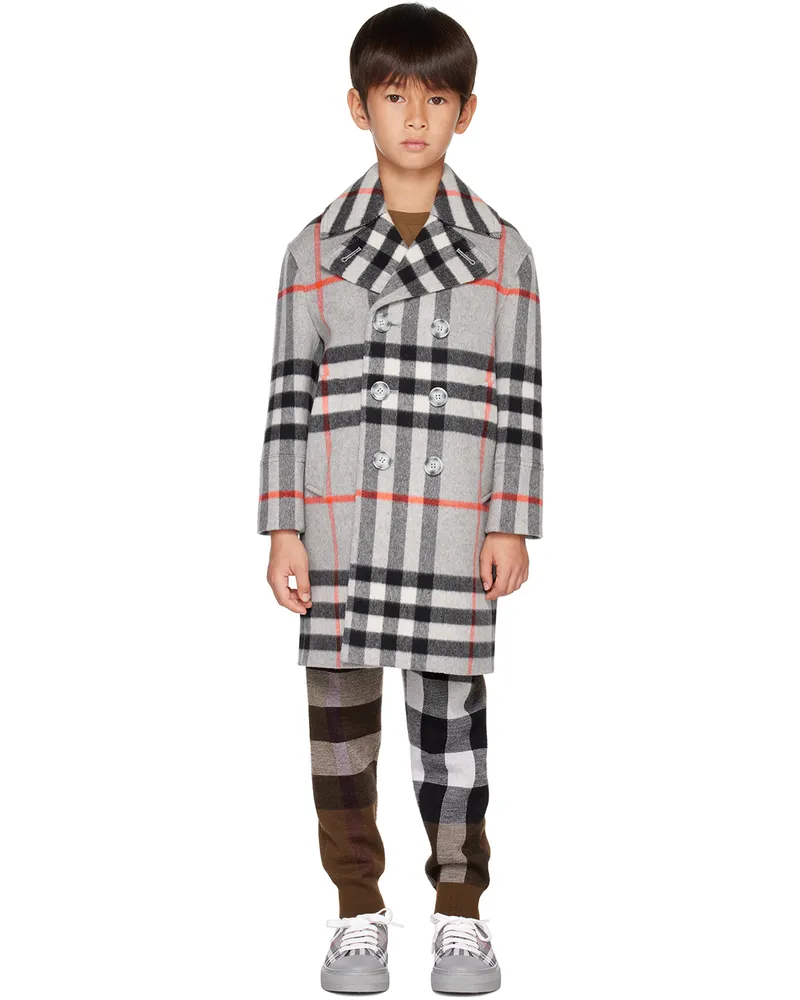 Burberry Kids Gray Check Coat Coolchrcoalgry