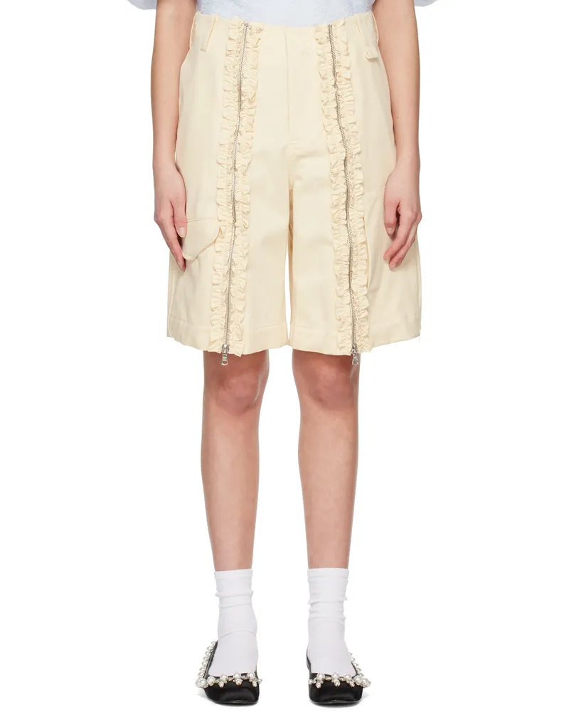 Simone Rocha Off-White Ruffle Shorts Cream