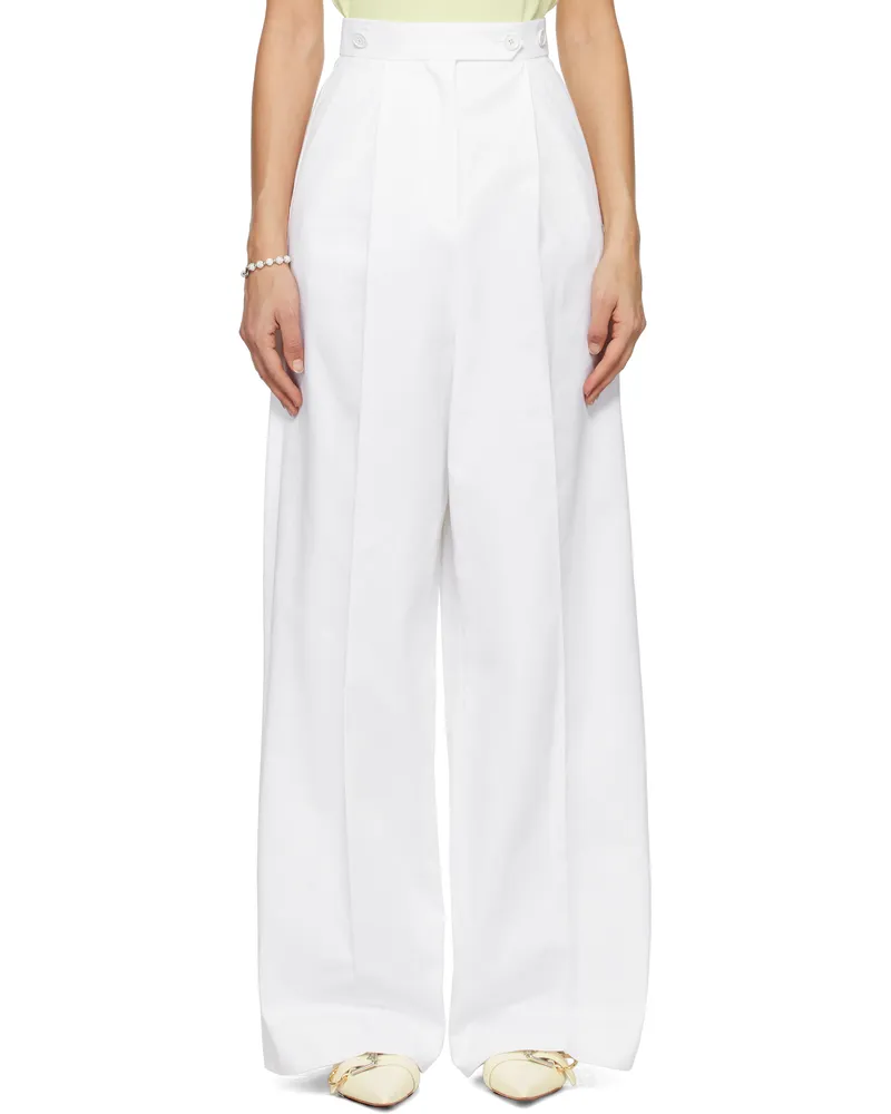 Givenchy White Pleated Trousers 100-white