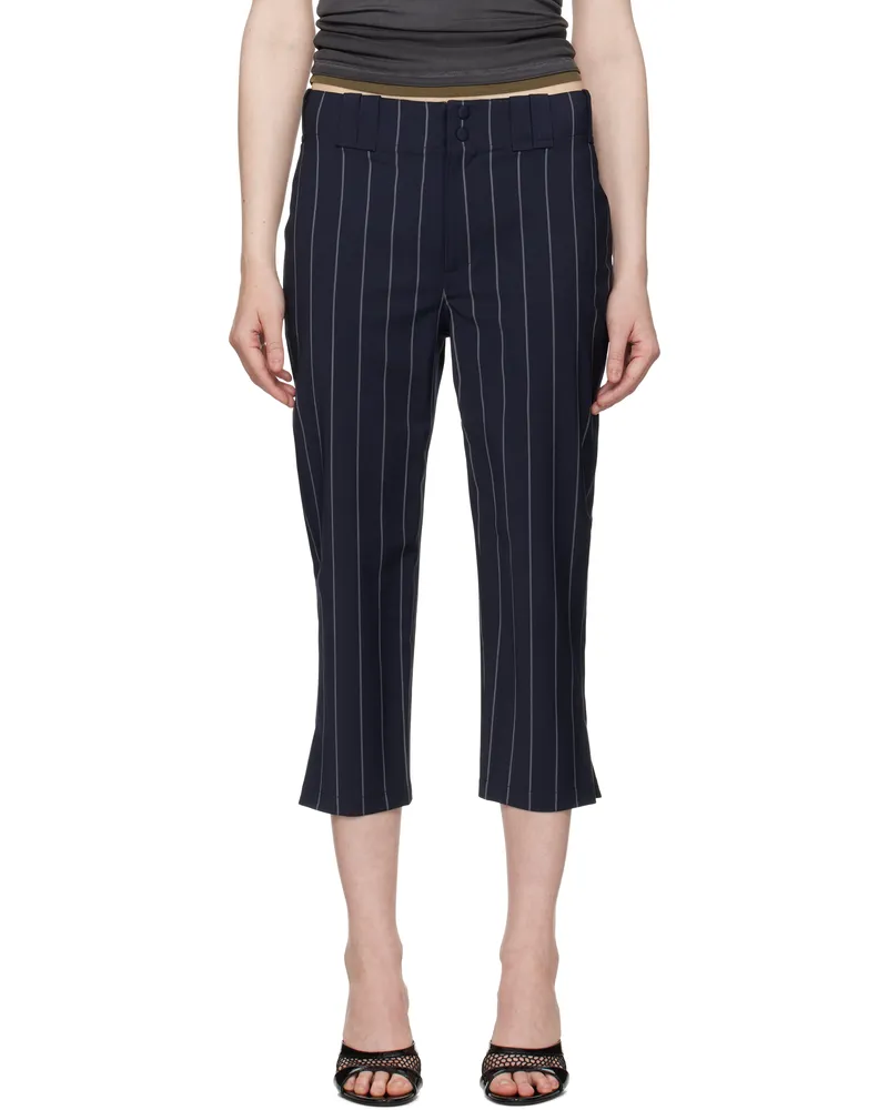 Alexander Wang Navy Baseball Pinstripe Capri Trousers Navy