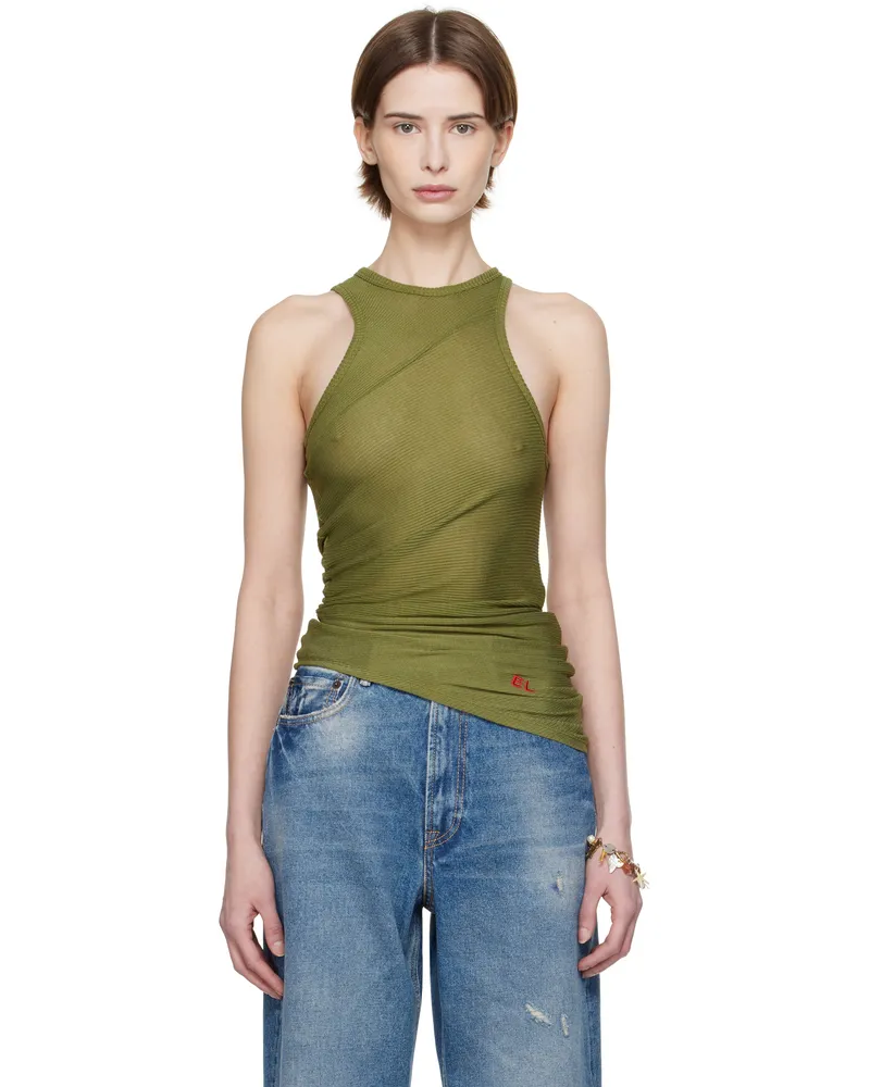 Eckhaus Latta Green Spiral Tank Top Lichen