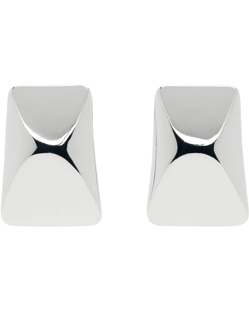 Anine Bing Silver Curved Rectangle Earrings Ivory