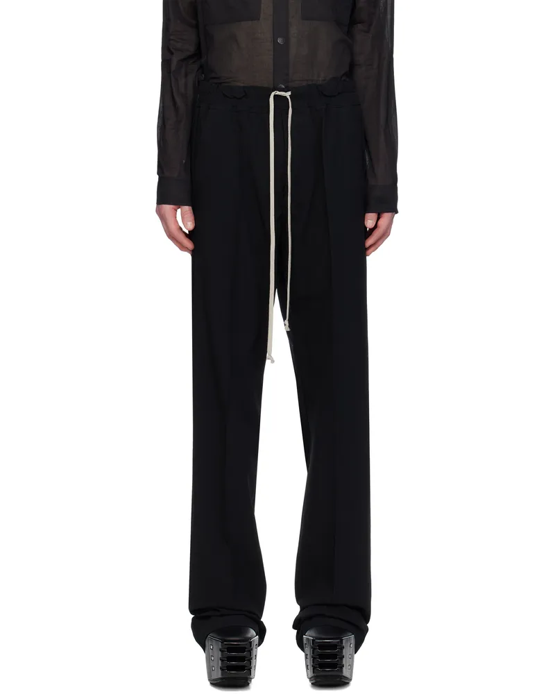 Rick Owens Black Hollywood Dietrich Drawstring Trousers 09