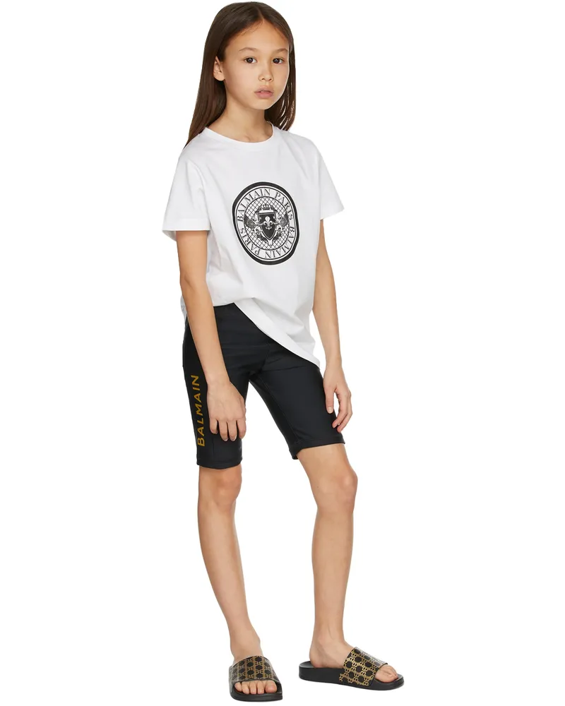 Balmain Kids Black Logo Biker Shorts 930
