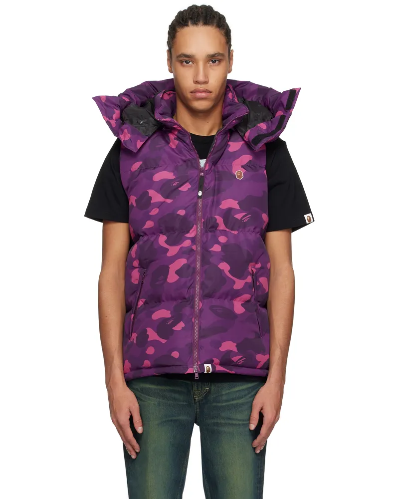 BAPE Purple Color Camo Down Vest Purple