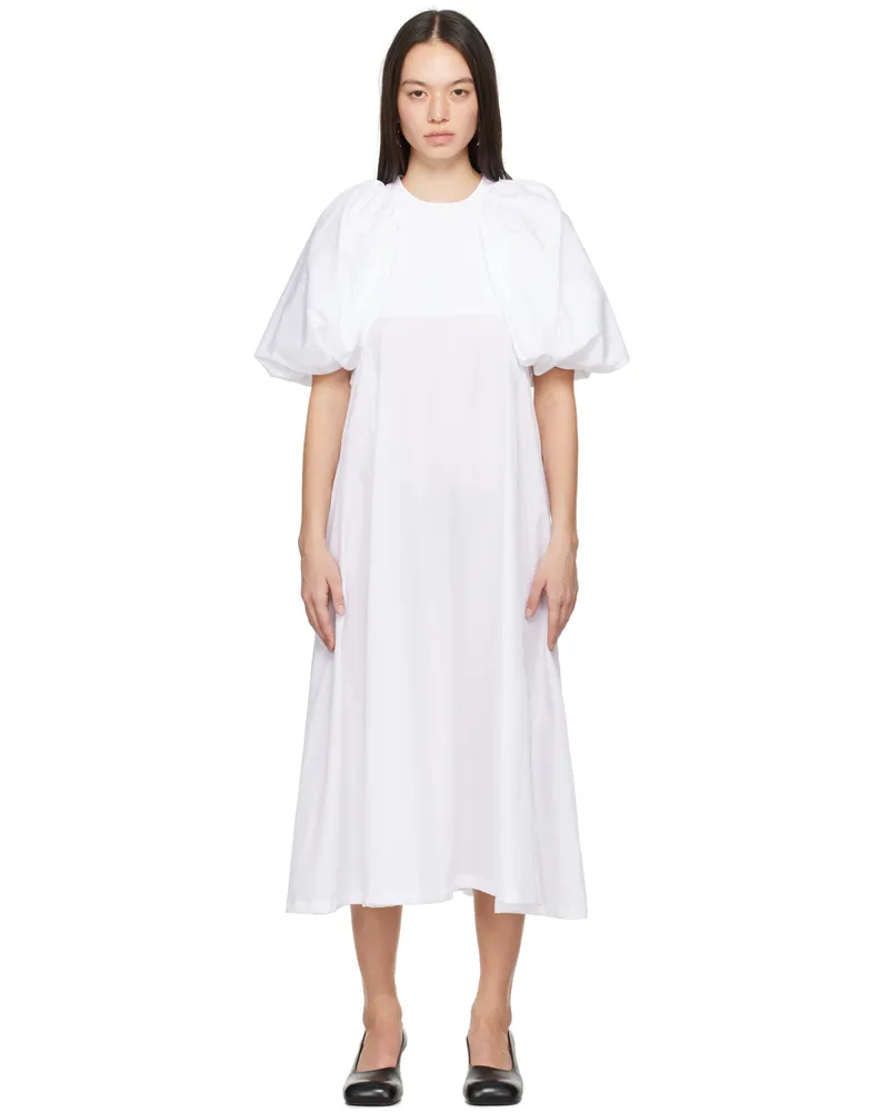 Noir Kei Ninomiya White Puff Sleeve Midi Dress 2