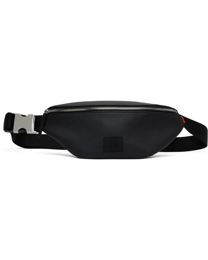 HUGO BOSS Black Perforated Faux Leather Belt Bag 001-black