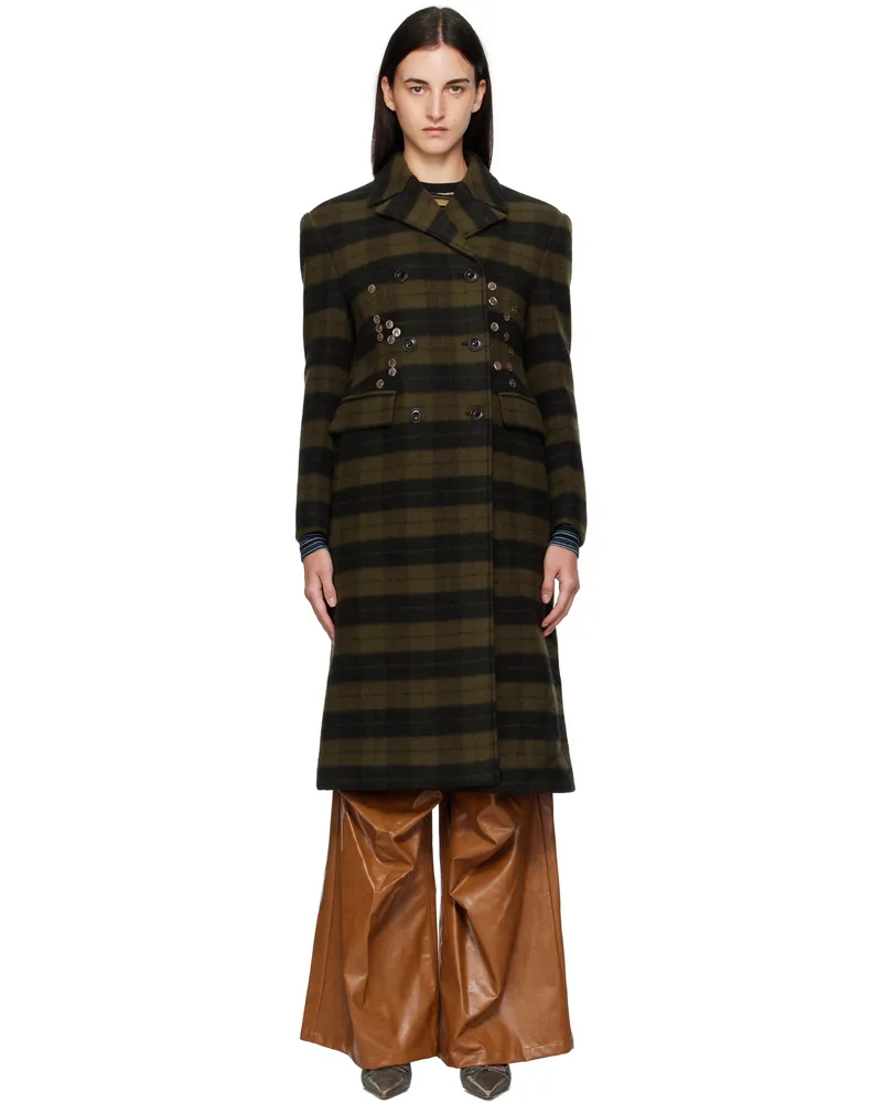 Andersson Bell Khaki Lacie Check Buttons Coat Grn