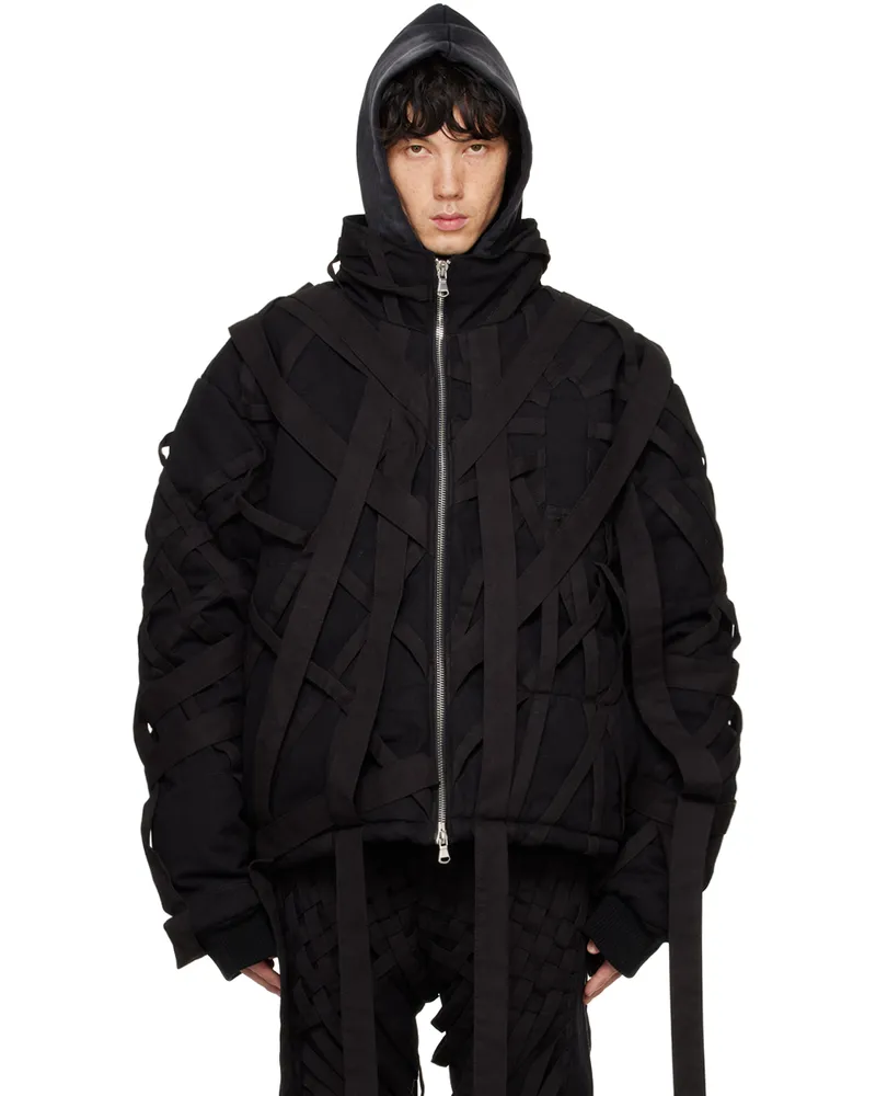 WHO DECIDES WAR Black Engulfed Bomber Jacket Coal