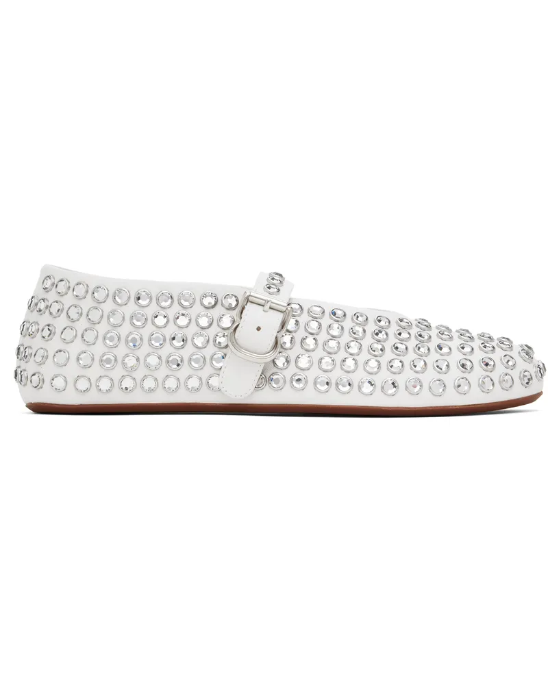 Alaïa White Strass Ballerina Flats 020