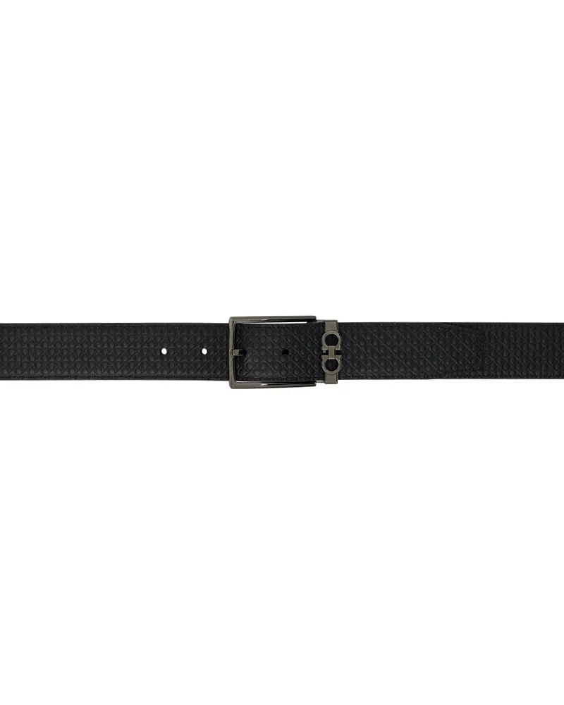Ferragamo Black Reversible Gancini Belt Nero